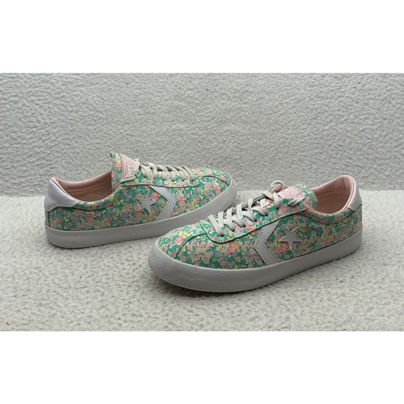 Converse Low Top Sneakers Womens 9 Green Pink Floral Colorful Shoes 555951C - Picture 1 of 10
